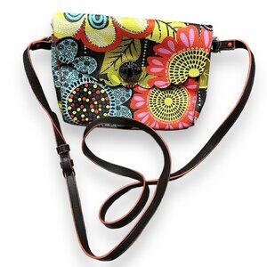 Vera Bradley Scalloped Hipster Crossbody Flower Shower Leather Purse